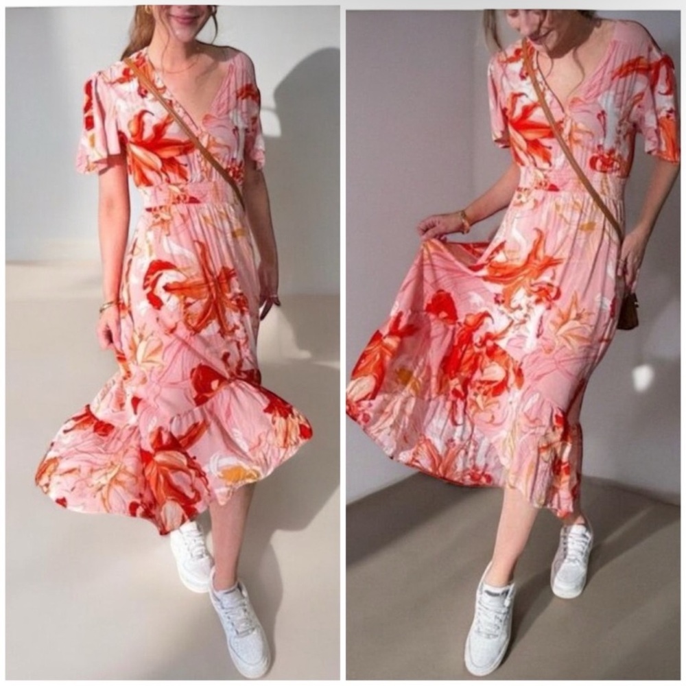 Abel the Label floral Midi maxi dress high low Flower Bomb  NWT
